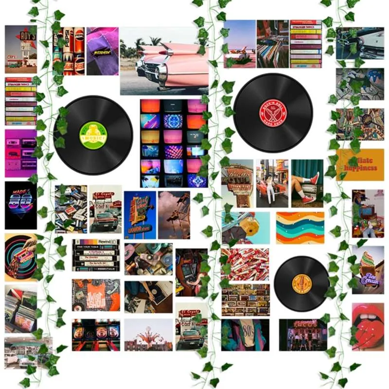 Vintage Records Poster Retro Aesthetic Wall Collage Kits Art